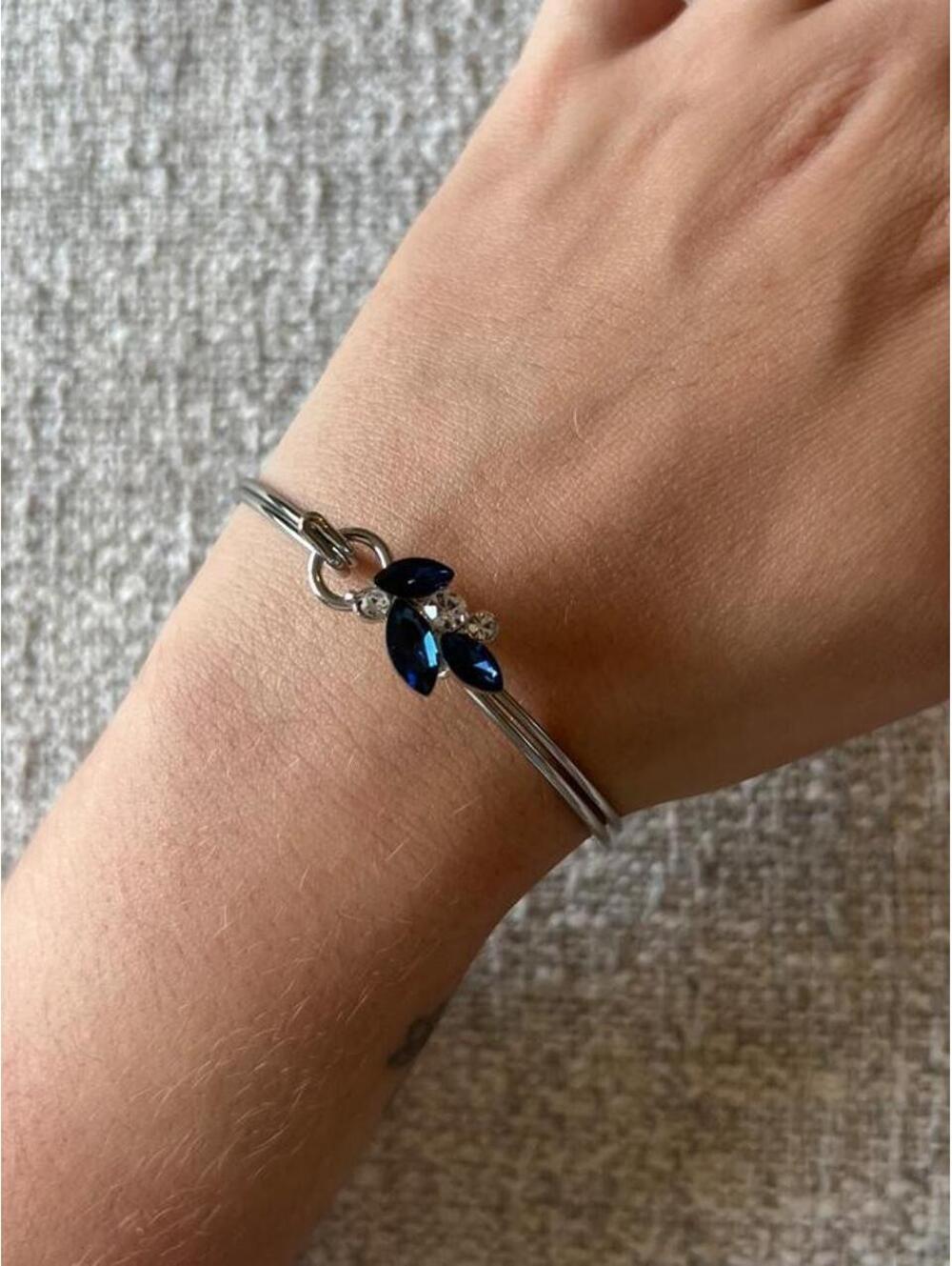 Dark Blue Sapphire-Colored Dainty Bracelet